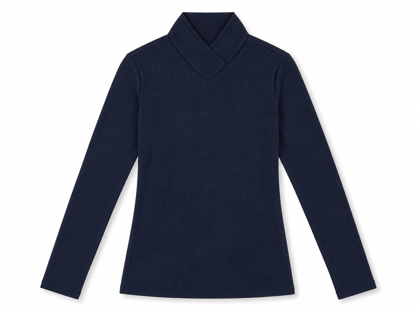 Perforated Long Sleeve Mock Neck Top — Midnight in Paris