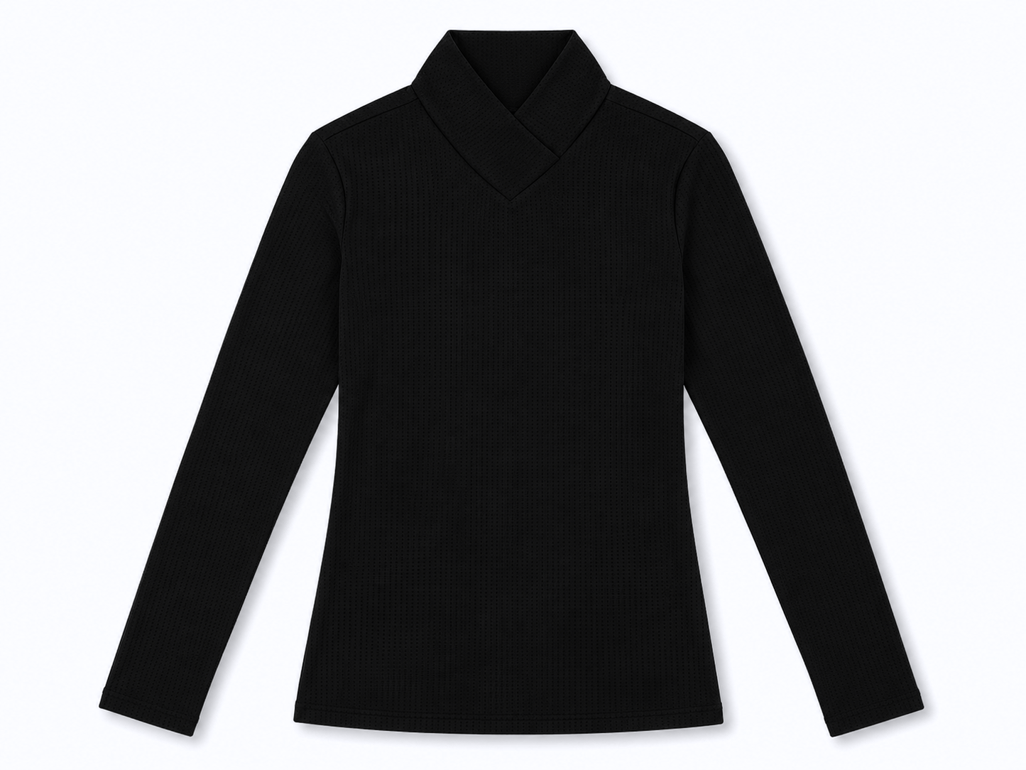 Perforated Long Sleeve Mock Neck Top — Velvet Night